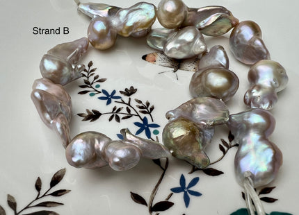One-Of-A-Kind 15x20-18x35 mm Large Baroque Pearl Beads Genuine Natural Mauve Seaweed Pink Pearls #P2290
