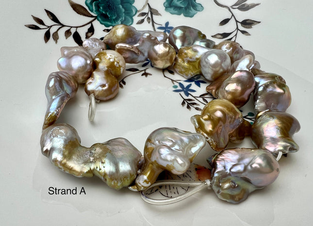 One-Of-A-Kind 15x20-18x35 mm Large Baroque Pearl Beads Genuine Natural Mauve Seaweed Pink Pearls #P2290