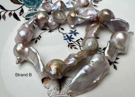 One-Of-A-Kind 15x20-18x35 mm Large Baroque Pearl Beads Genuine Natural Mauve Seaweed Pink Pearls #P2290