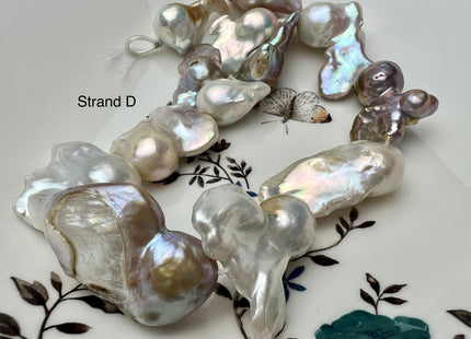 One-Of-A-Kind 15x20-18x35 mm Large Baroque Pearl Beads Genuine Natural Mauve Seaweed Pink Pearls #P2290