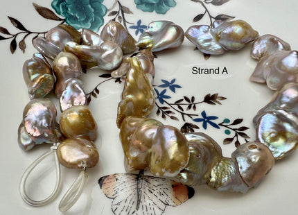 One-Of-A-Kind 15x20-18x35 mm Large Baroque Pearl Beads Genuine Natural Mauve Seaweed Pink Pearls #P2290