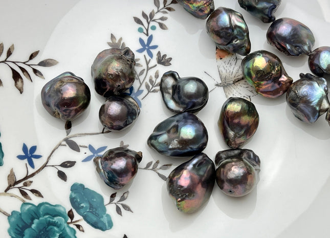 One Piece Or One Strand 14-18x16-24 mm AA Rainbow Peacock Baroque Pearl #P2334
