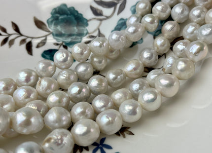 9-12 mm Large Hole Natural White Baroque Edison Pearl Hole Size 2.2mm 15 Inches Strand #1122