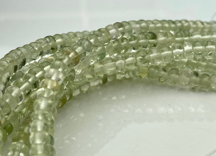 5-7mm Natural Green Amethyst Large Hole Gemstone Beads Smooth Rondelle Hole Size 1.0mm 8 Inches Strand #4288