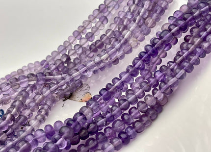 5-8mm Natural Purple Amethyst Large Hole Gemstone Beads Smooth Rondelle Hole Size 1.0mm 8 Inches Strand #4290
