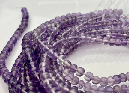 5-8mm Natural Purple Amethyst Large Hole Gemstone Beads Smooth Rondelle Hole Size 1.0mm 8 Inches Strand #4290