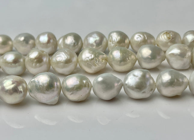 11-13 mm AAA High Luster Natural White Baroque Pearl Beads Genuine Freshwater Pearl #382