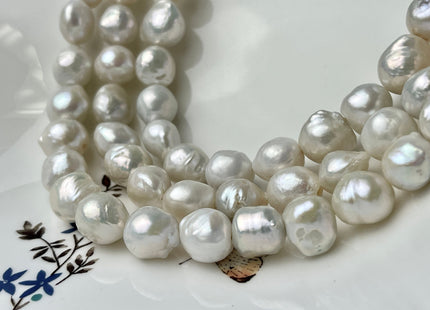 11-13 mm AAA High Luster Natural White Baroque Pearl Beads Genuine Freshwater Pearl #382