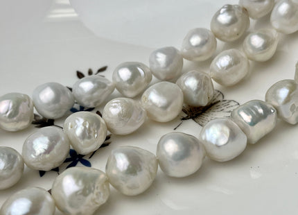 11-13 mm AAA High Luster Natural White Baroque Pearl Beads Genuine Freshwater Pearl #382