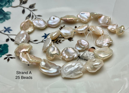 11-18 mm AAA Very Rare High Luster Natural Mauve Pink Flat Keshi Freshwater Pearl Beads #P2336