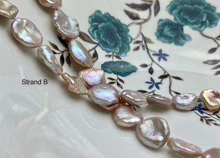 11-18 mm AAA Very Rare High Luster Natural Mauve Pink Flat Keshi Freshwater Pearl Beads #P2336