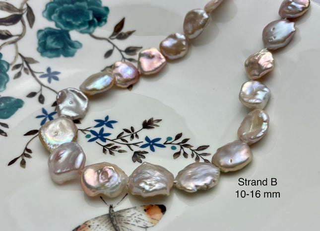 11-18 mm AAA Very Rare High Luster Natural Mauve Pink Flat Keshi Freshwater Pearl Beads #P2336