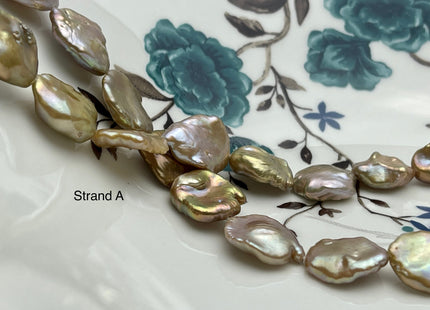 12-19 mm AAA Very Rare High Luster Natural Champagne Seaweed Mauve Pink Flat Keshi Freshwater Pearl Beads #P2335