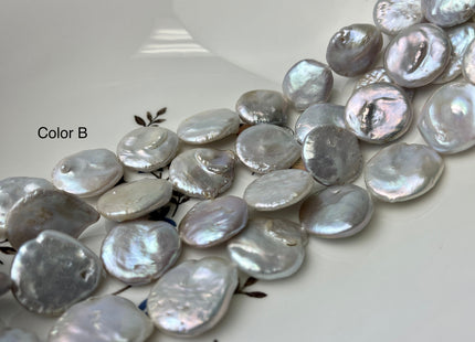 18-19mm AA Natural White Champagne Seaweed Large Coin Freshwater Pearl 20-21 Beads #P2338