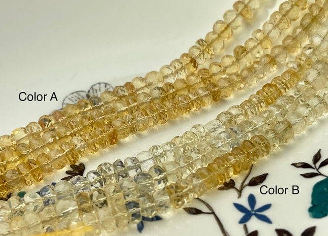 5-7 mm AAA 100% Natural Faceted Rondelle Honey Citrine Gemstone Beads 8 Inches Strand #4307