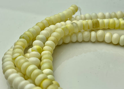 7-8 mm Natural Smooth Rondelle Mixed Yellow Green Peruvian Opal Large Hole Gemstone Beads Hole Size 1.0mm 8 Inches Strand #4294