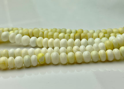7-8 mm Natural Smooth Rondelle Mixed Yellow Green Peruvian Opal Large Hole Gemstone Beads Hole Size 1.0mm 8 Inches Strand #4294