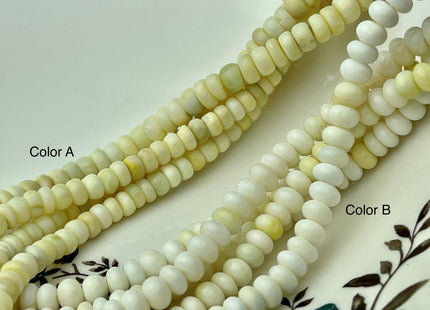 7-8 mm Natural Smooth Rondelle Mixed Yellow Green Peruvian Opal Large Hole Gemstone Beads Hole Size 1.0mm 8 Inches Strand #4294