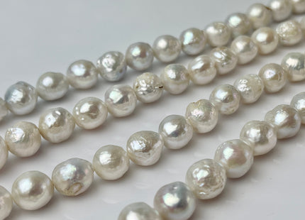 8.5-11 mm Natural White Irregular High Luster Baroque Freshwater Pearl Beads #523
