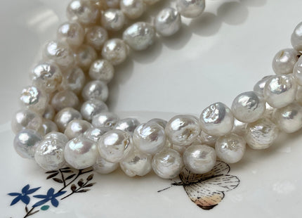 8.5-11 mm Natural White Irregular High Luster Baroque Freshwater Pearl Beads #523