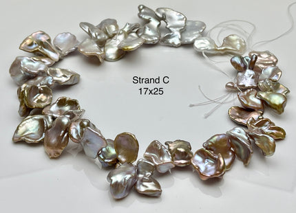 One-Of-A-Kind 15x20-17x35 mm AAA Rare HUGE Keshi Freshwater Pearl Bead Genuine High Luster Natural Mauve Pink Freshwater Keshi Pearls #P2340