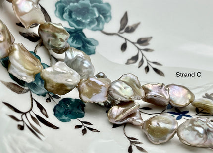11-17 mm AAA Very Rare Natural Champagne Seaweed Mauve Pink Flat Keshi Freshwater Pearl Beads #P2339