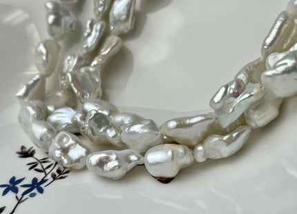 12-14 x 18-20 mm Natural White Biwa Stick Freshwater Pearls Beads Genuine High Luster Natural white Biwa Freshwater Pearls #538