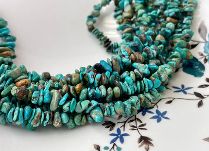 36 Inches Necklace 9 mm Natural Turquoise Chips Genuine Natural Color Turquoise Chip Stands #2216