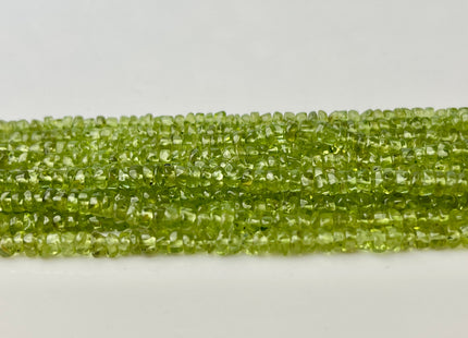 3.5-4 mm Natural Green Peridot Smooth Heishi Tyre Gemstone Beads 13 Inches Strand #4296
