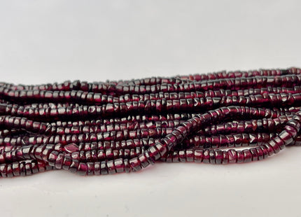 3.5-4 mm Natural Red Garnet Smooth Heishi Tyre Gemstone Beads 13 Inches Strand #4297