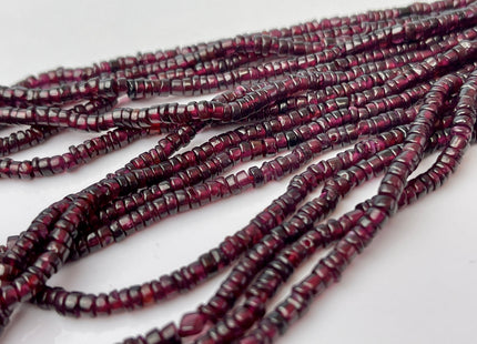 3.5-4 mm Natural Red Garnet Smooth Heishi Tyre Gemstone Beads 13 Inches Strand #4297