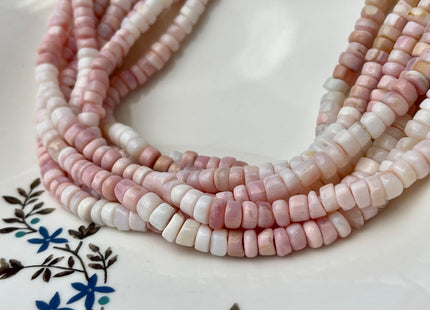 6 mm Natural Peruvian Pink Opal Smooth Heishi Tyre Gemstone Beads 13 Inches Strand #4298