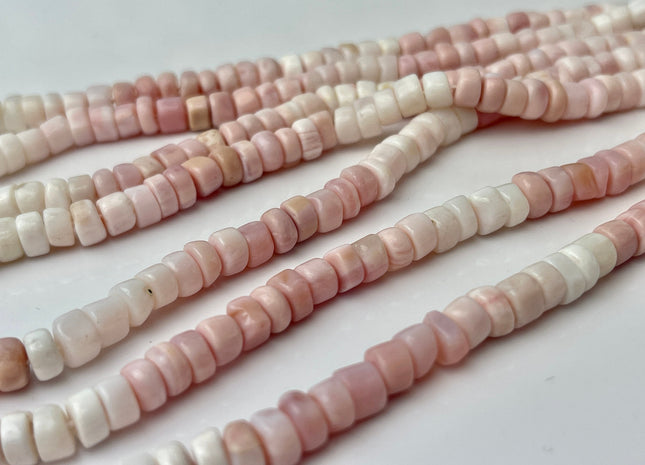 6 mm Natural Peruvian Pink Opal Smooth Heishi Tyre Gemstone Beads 13 Inches Strand #4298