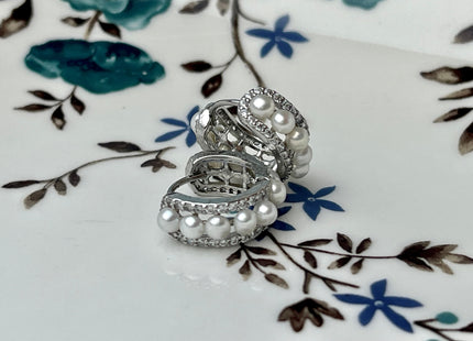 Natural White Freshwater Pearl Hoop Earring Sterling Silver/Gold Earrings