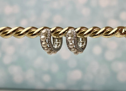 Natural White Freshwater Pearl Hoop Earring Sterling Silver/Gold Earrings