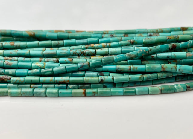 3x6 mm AAA 100% All Natural Turquoise Tube Shape Genuine Natural Multi Green Brown Color Turquoise Gemstones 16 Inches Strand 65 Beads #4299