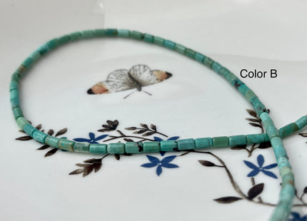 3x6 mm AAA 100% All Natural Turquoise Tube Shape Genuine Natural Multi Green Brown Color Turquoise Gemstones 16 Inches Strand 65 Beads #4299
