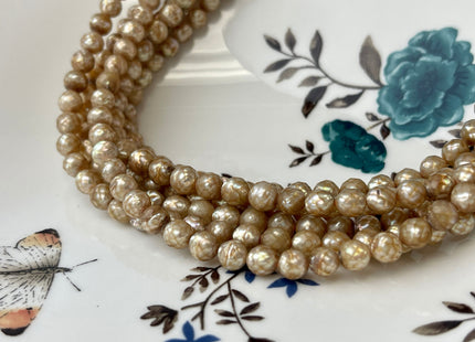 5.5-6 mm AA Beige Champagne Rare Faceted Off Round Freshwater Pearl Beads #P2343