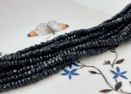 4mm Natural Black Spinel Smooth Heishi Tyre Gemstone Beads 13 Inches Strand #4303