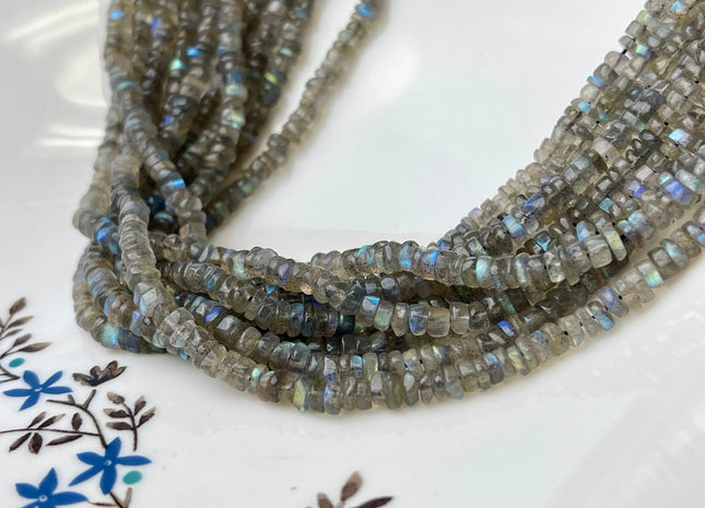 4-5mm Natural Labradorite Smooth Heishi Tyre Gemstone Beads 13 Inches Strand #4304