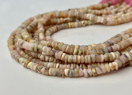 4-5 mm Natural Peruvian Pink Opal Smooth Heishi Tyre Gemstone Beads 13 Inches Strand #4305