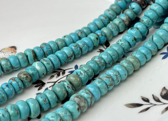 5x8 mm Smooth Rondelle Turquoise Gemstone Beads Green Blue And Brown Loose Beads #4315
