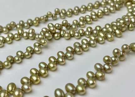 5x7mm Top Drilled Rice Pearls Sage Green Color Rice Oval Shape Freshwater Pearl Beads #25