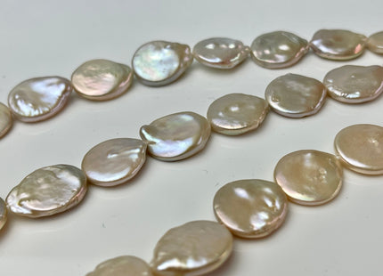 14-15 mm AAA Light Pink Freshwater Coin Pearl Beads Genuine Natural Color High Luster Freshwater Coin Pearls #96