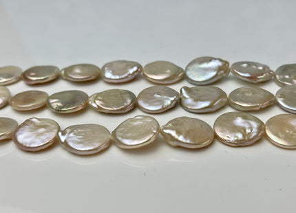 14-15 mm AAA Light Pink Freshwater Coin Pearl Beads Genuine Natural Color High Luster Freshwater Coin Pearls #96