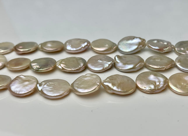14-15 mm AAA Light Pink Freshwater Coin Pearl Beads Genuine Natural Color High Luster Freshwater Coin Pearls #96