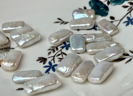 ONE Piece AAA 10x17-20 mm Natural white High Luster Rectangle Coin Pearl For Earring And Pendant #P2306