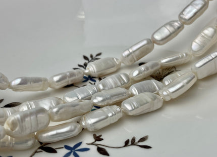 10x17-20 mm Natural White Rectangle Coin Freshwater Pearls #1337