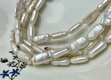 10x17-20 mm Natural White Rectangle Coin Freshwater Pearls #1337