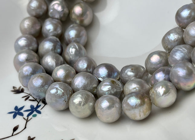 14-17.5 mm Graduated Gray Baroque/Edison Freshwater Pearl Beads #1050